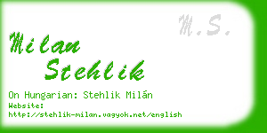 milan stehlik business card